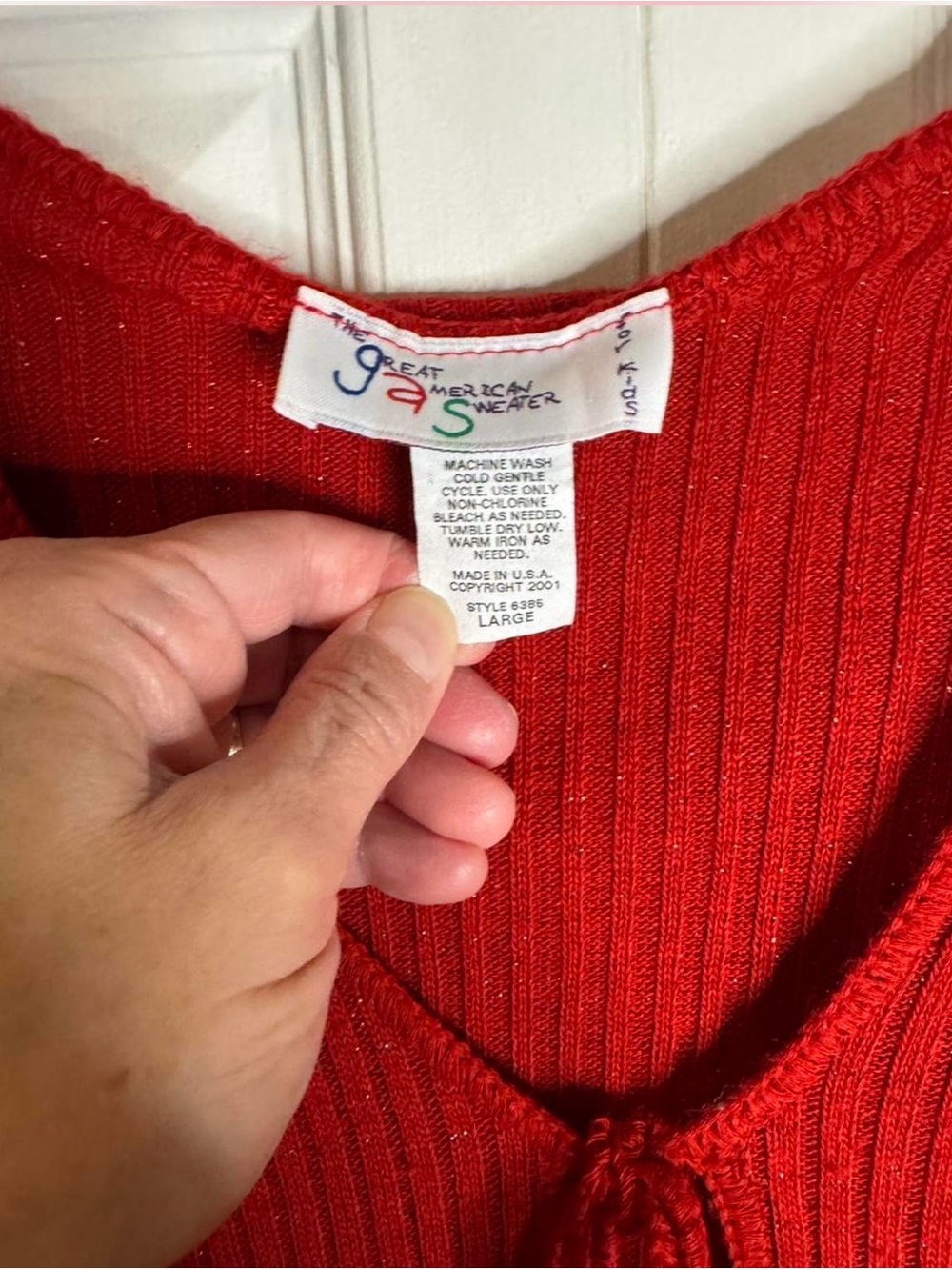 Girls' Red Ribbed Tie-Front Sweater Top - Picture 3 of 8